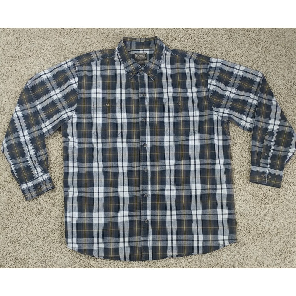 Schmidt Workwear Mens Long Sleeve Multicolored Plaid Button Up Shirt Size XL
